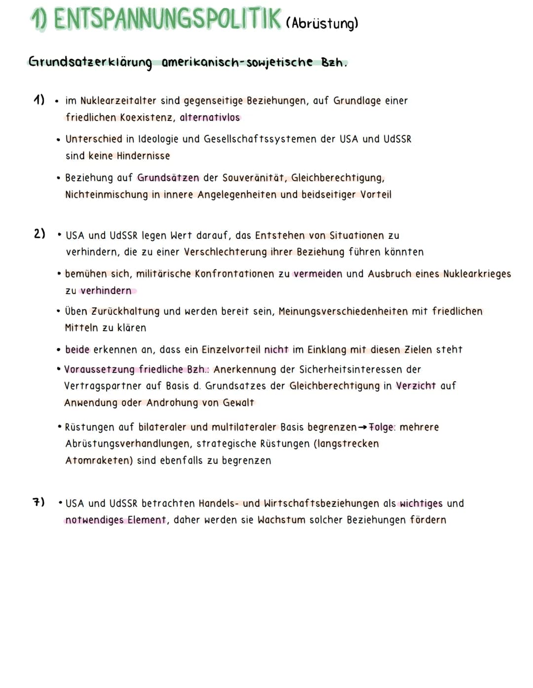 GESCHI-KLAUSUR NR. 2
INHALT:
1) Entspannungspolitik (Abrüstung)
2) KSZE Schlussakte
(3) Abrüstungsverhandlungen (kalter Krieg - heute)
4) Mi