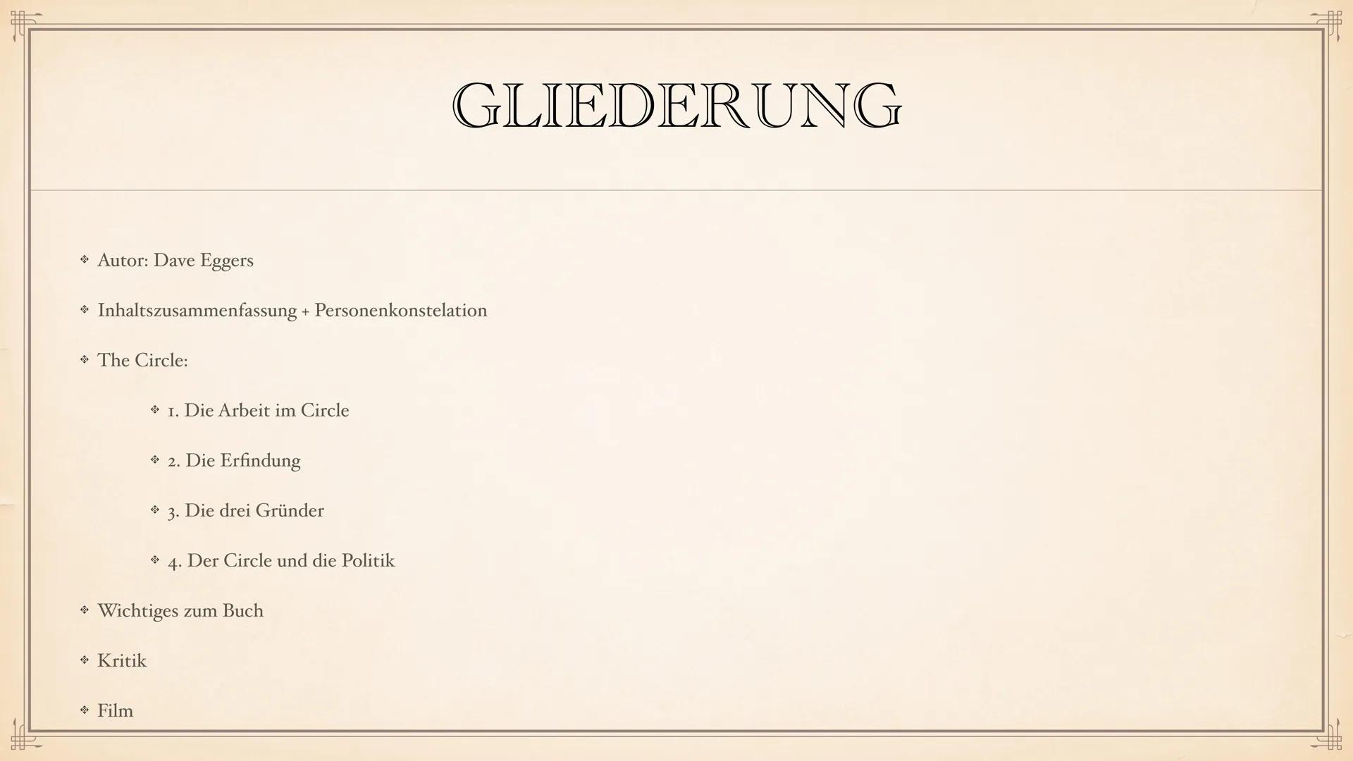 THE CIRCLE
-DAVE EGGERS
PRÄSENTATION VON
DER
CIRCLE
ROMAN
UU
DAVE
EGGERS F
Autor: Dave Eggers
> Inhaltszusammenfassung + Personenkonstelatio