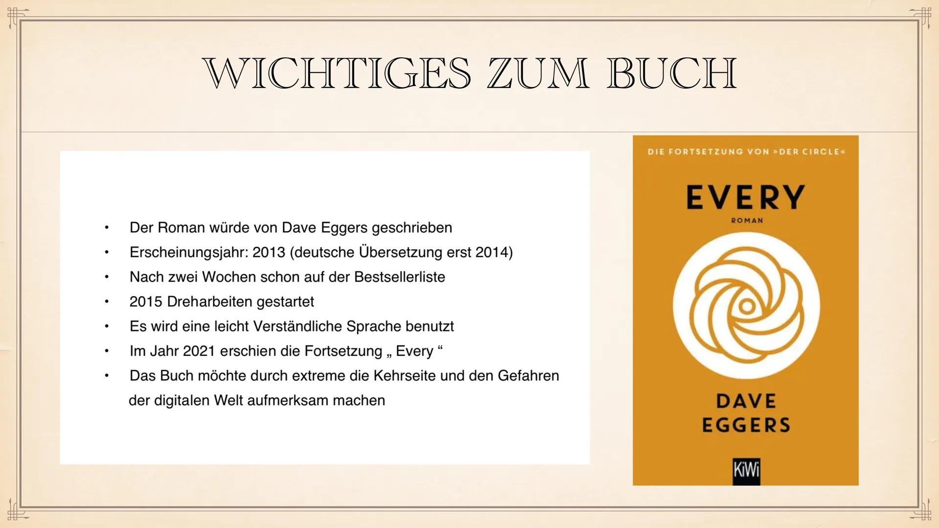 THE CIRCLE
-DAVE EGGERS
PRÄSENTATION VON
DER
CIRCLE
ROMAN
UU
DAVE
EGGERS F
Autor: Dave Eggers
> Inhaltszusammenfassung + Personenkonstelatio