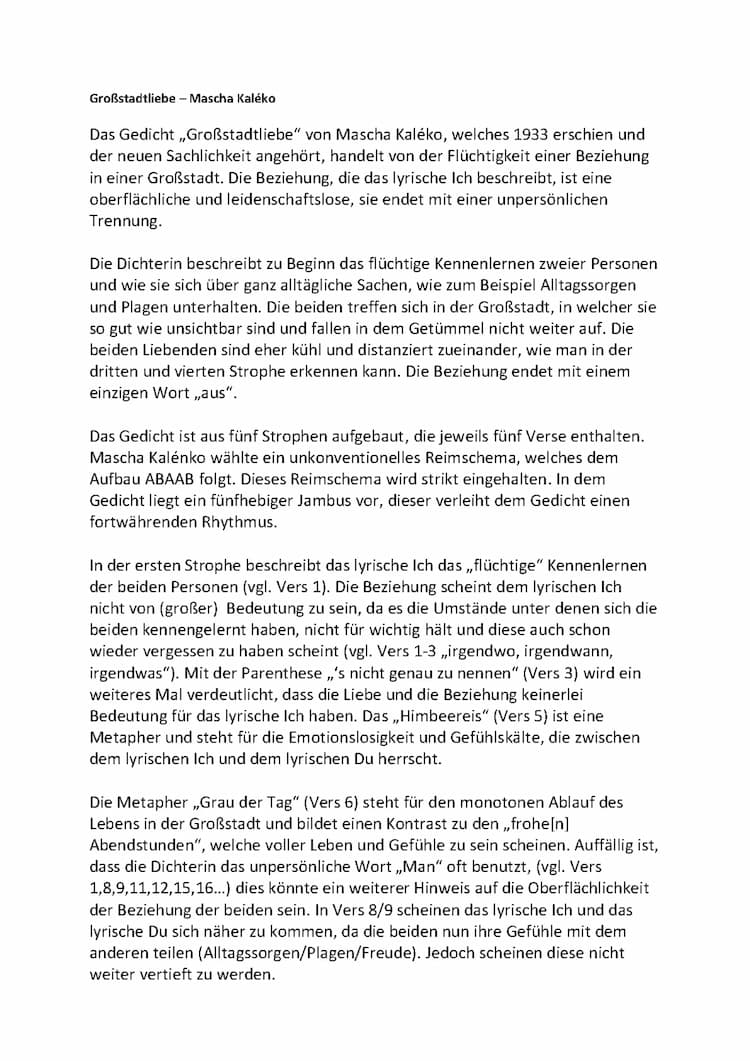 Know Großstadtliebe - Mascha Kaléko thumbnail