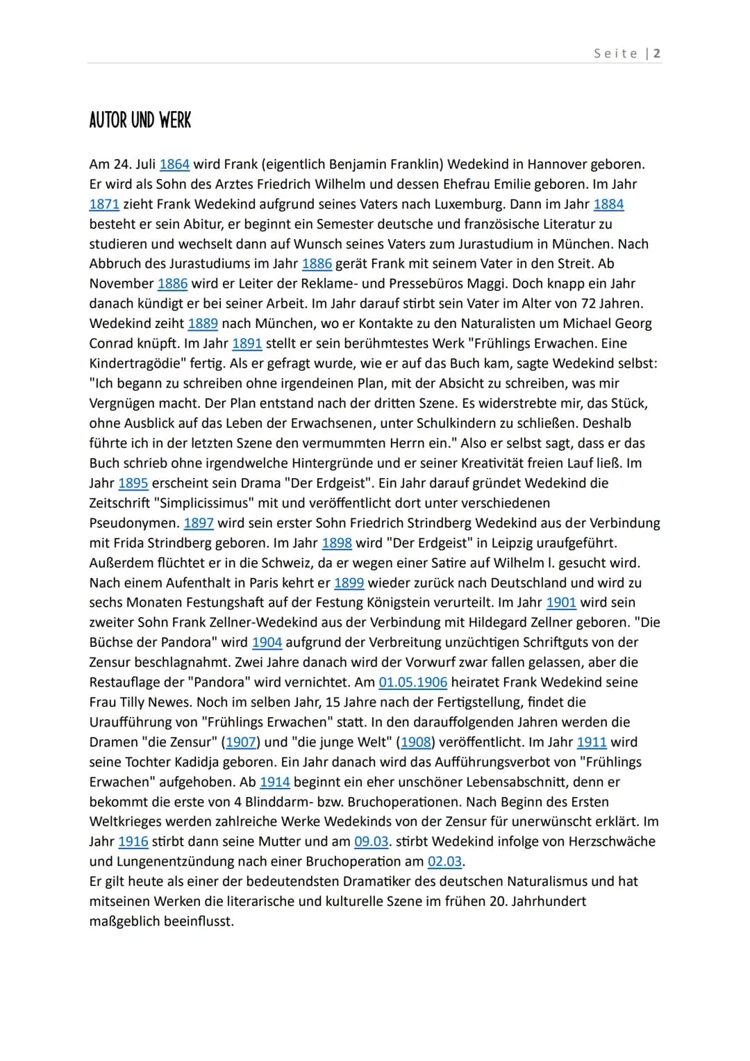 FRÜHLINGS
ERWACHEN
Frank Wedekind
MELISSA DESIDERIA SCHUTT
NATHALIE MARIE KLUTH
TIMON SELLMANN
LINUS WETZEL INHALTSVERZEICHNIS
INHALTSVERZEI