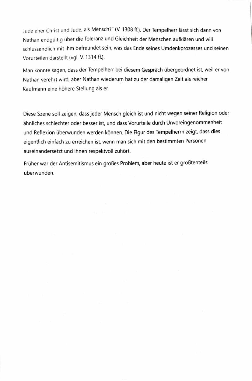 Szenenanalyse Nathan der Weise II, 5
In dem 5. Auftritt des 2. Aufzugs aus dem Drama ,,Nathan der Weise" von Gotthold
Ephraim Lessing wird b
