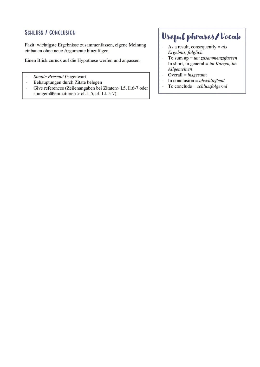 Analysis/non-fictional Useful phrases/Vocab
Describe / depict / focus on =
beschreiben/ abbilden/fokussiert
auf...
PREPARATION/VORBEREITUNG

