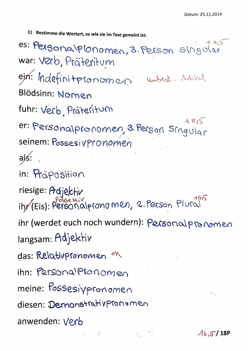 Nyame:_
Klassenarbeit Nr. 1 Klasse 6
Punkte:
Note: 1-2
47150P
Datum: 25.11.2014
83,0
Unterrichtsnote Sept- Nov: 2+
1. Unterstreiche mit eine