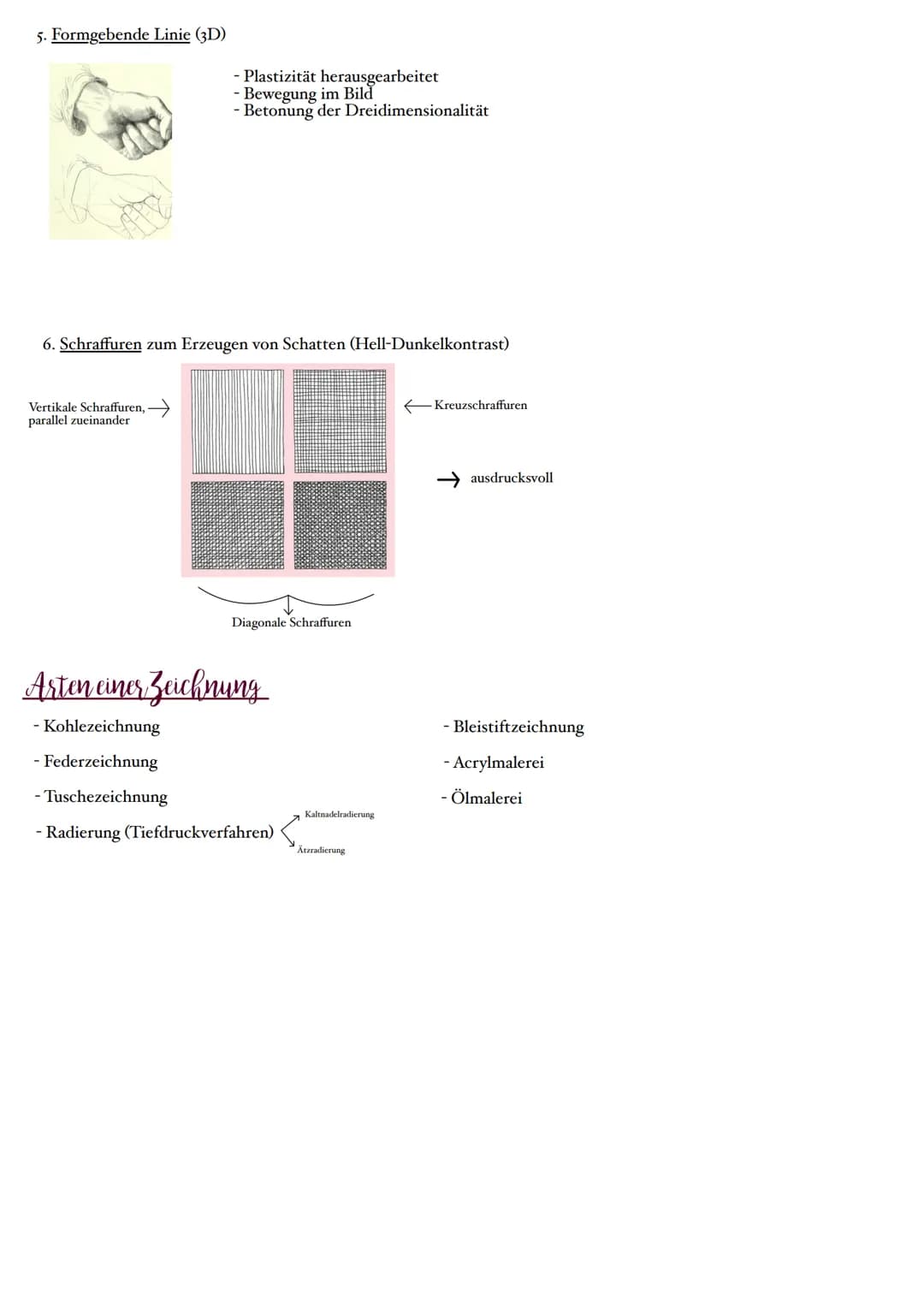 Verschiedene Arten von Linien
1. Suchende Linie (Vorzeichnung, Skizze,Studie)
→ Erzeugung von Bewegung
Kunst
2. Konturlinie; (Umriss-)linie
