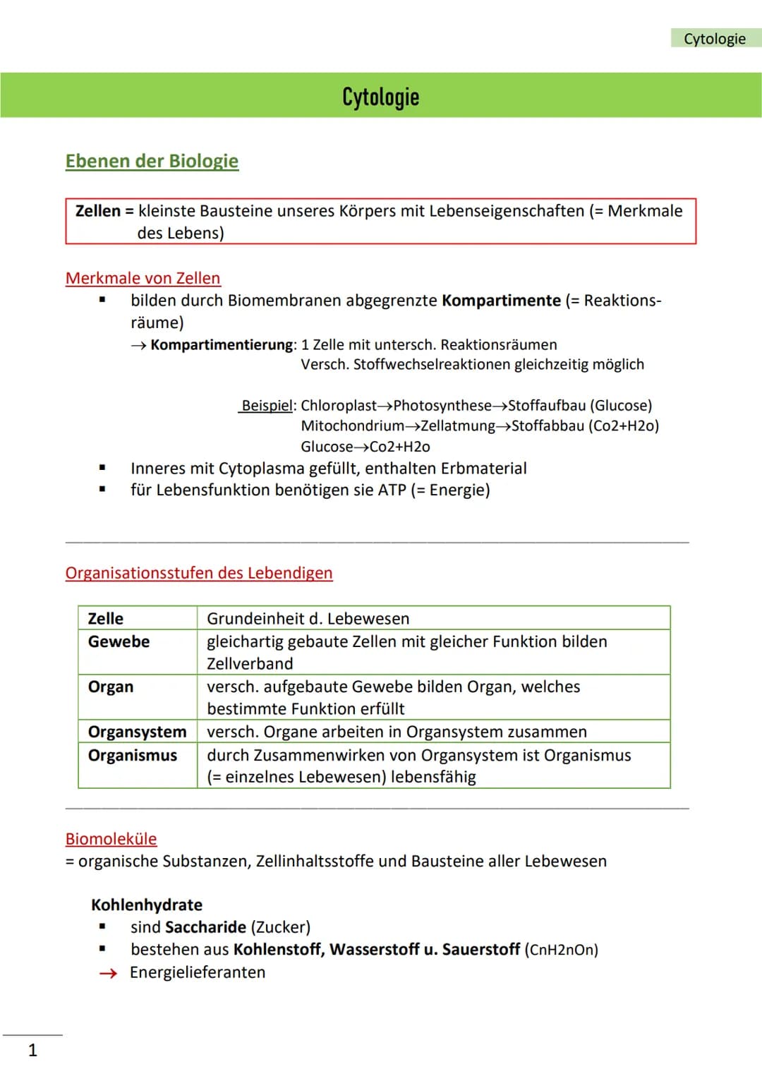 1
Ebenen der Biologie
Zellen = kleinste Bausteine unseres Körpers mit Lebenseigenschaften (= Merkmale
des Lebens)
Merkmale von Zellen
■
bild