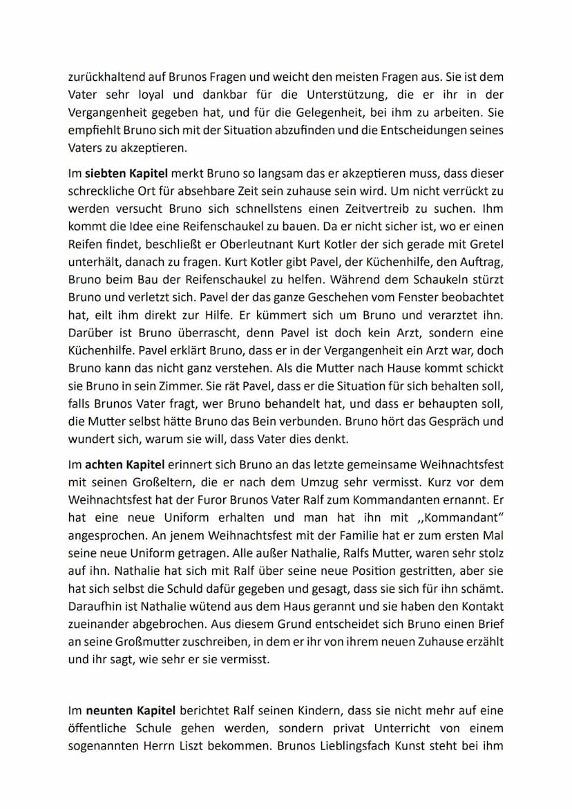 Kapitelzusammenfassung
Im ersten Kapitel des Romans "Der Junge im gestreiften Pyjama" von John Boyne,
der 2006 veröffentlicht wurde, beobach