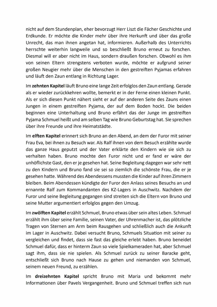 Kapitelzusammenfassung
Im ersten Kapitel des Romans "Der Junge im gestreiften Pyjama" von John Boyne,
der 2006 veröffentlicht wurde, beobach