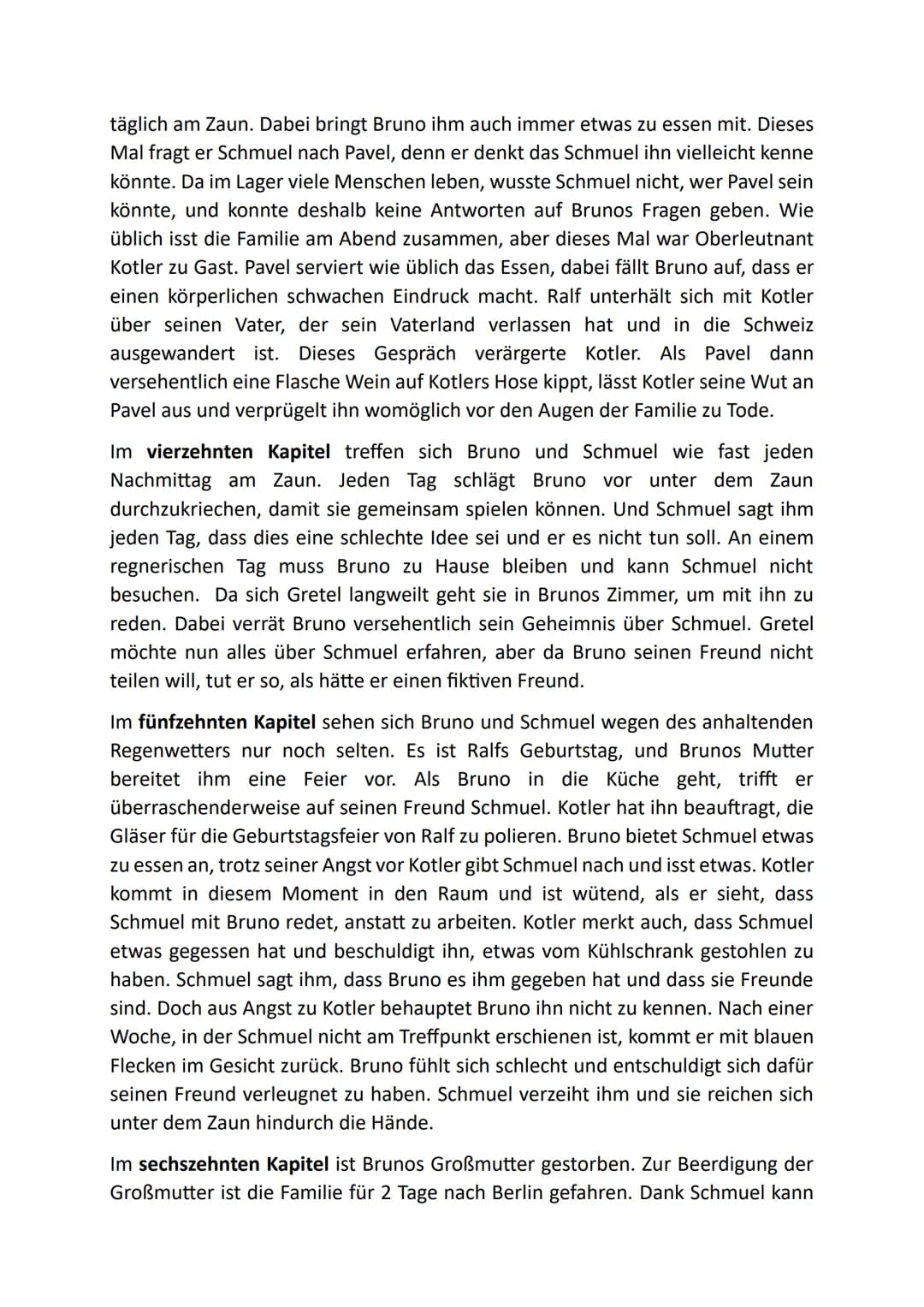 Kapitelzusammenfassung
Im ersten Kapitel des Romans "Der Junge im gestreiften Pyjama" von John Boyne,
der 2006 veröffentlicht wurde, beobach
