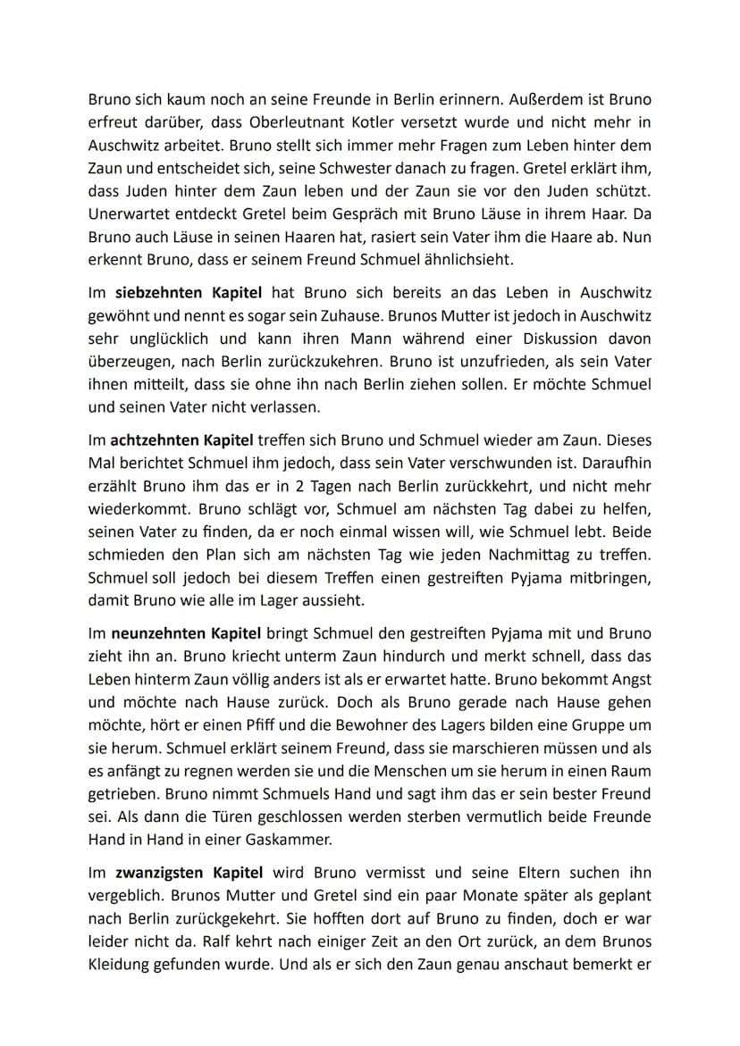 Kapitelzusammenfassung
Im ersten Kapitel des Romans "Der Junge im gestreiften Pyjama" von John Boyne,
der 2006 veröffentlicht wurde, beobach