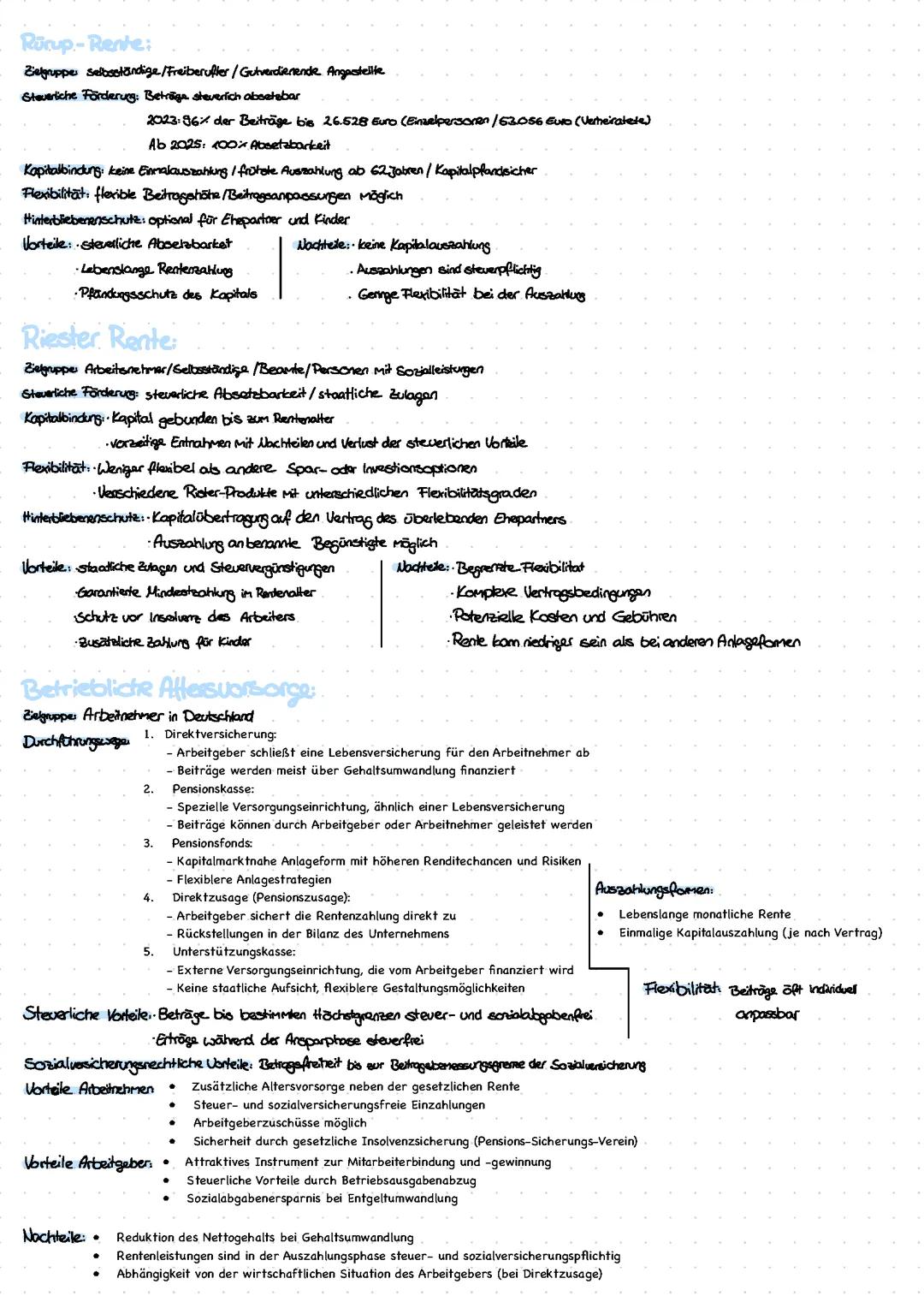 Handout Rente / Altersvorsorge 