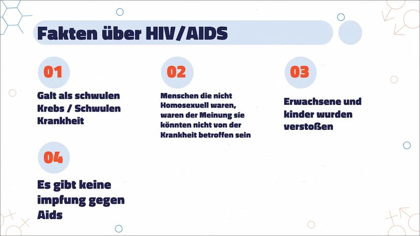 정
Aids
HIV
Von Marie Übersicht
AIDS Ausbruch
Bedeutung
1.
2.
3. Infektion
4. Infektionsverlauf & Symptome
5. Latenzphase
6. AIDS-Phase
7.
8.