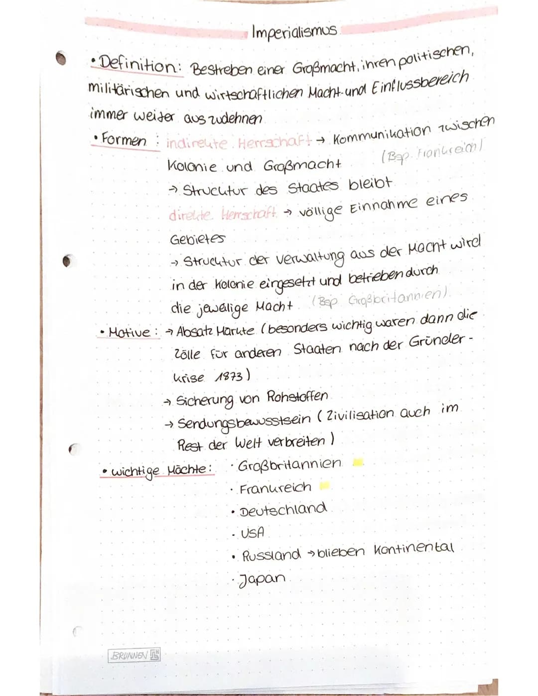 IMPERIALISMUS
• 1872: Dreikaiserabkommen (Deutschlanel, Russland.
und Österreich)
Bündnispolitik
→
Erhaltung des Friedens, politische Absich