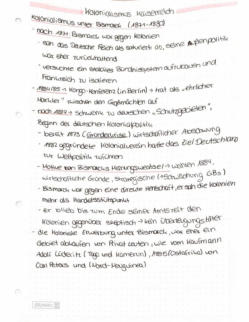 IMPERIALISMUS
• 1872: Dreikaiserabkommen (Deutschlanel, Russland.
und Österreich)
Bündnispolitik
→
Erhaltung des Friedens, politische Absich