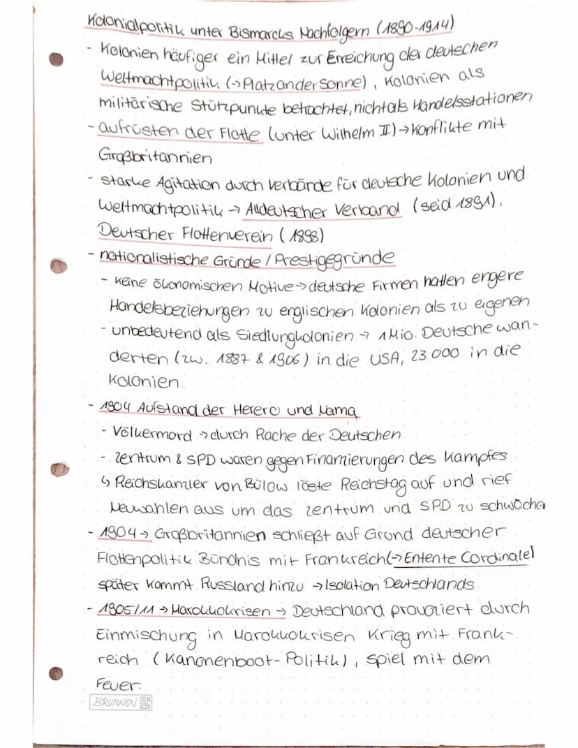 IMPERIALISMUS
• 1872: Dreikaiserabkommen (Deutschlanel, Russland.
und Österreich)
Bündnispolitik
→
Erhaltung des Friedens, politische Absich