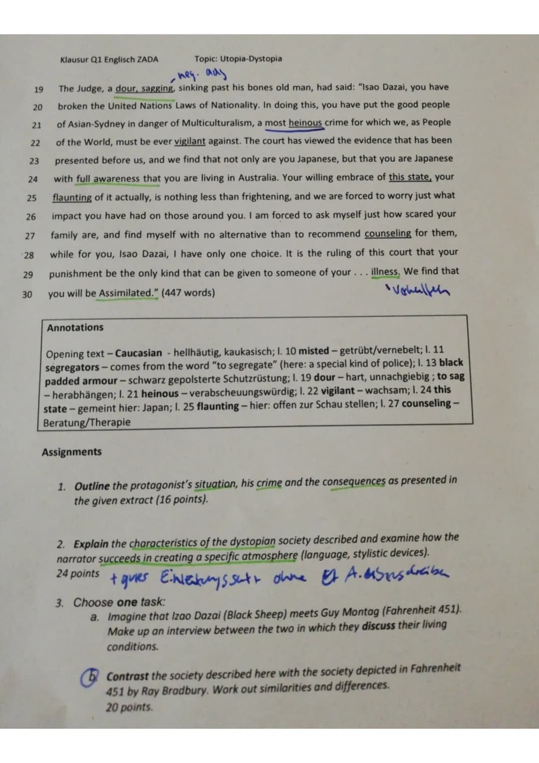 I. Inhaltliche Leistung (60 Punkte)
Teilaufgabe 1 (Comprehension)
Der Prüfling....
2
1 schreibt eine geeignete Einleitung und nennt dabei mi