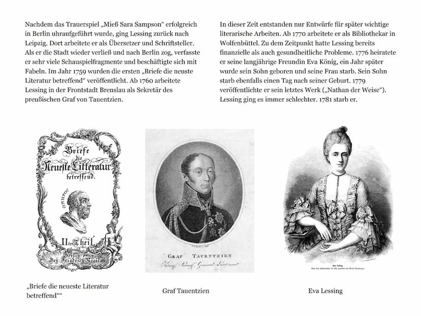 Ausarbeitung
Klasse 9
Gotthold
Ephraim
Lessing Gotthold Ephraim Lessing
Lebenslauf
Lessing ist am 22.01.1729 im Kamenz geboren. Er war eines