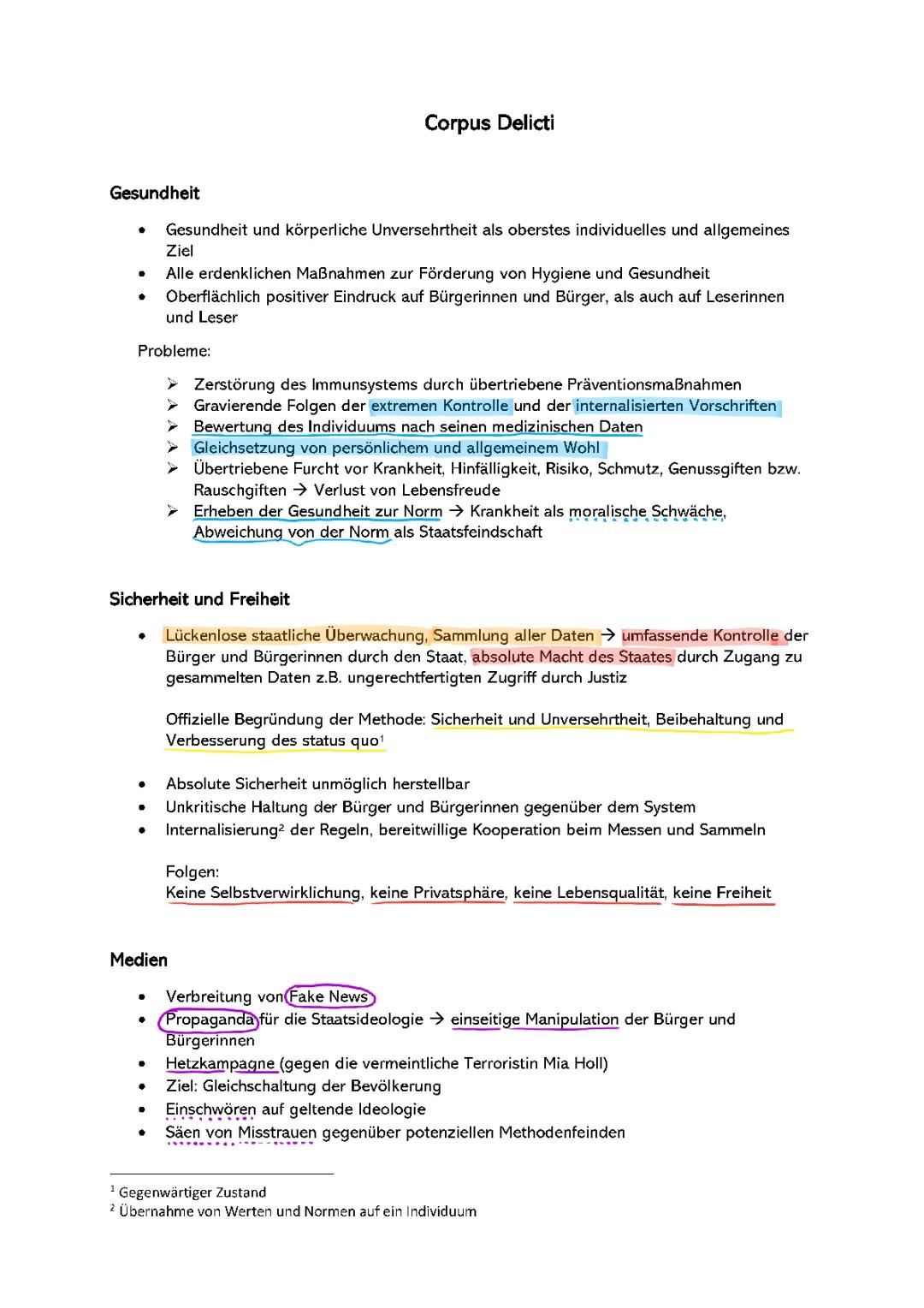 Corpus Delicti Lernzettel