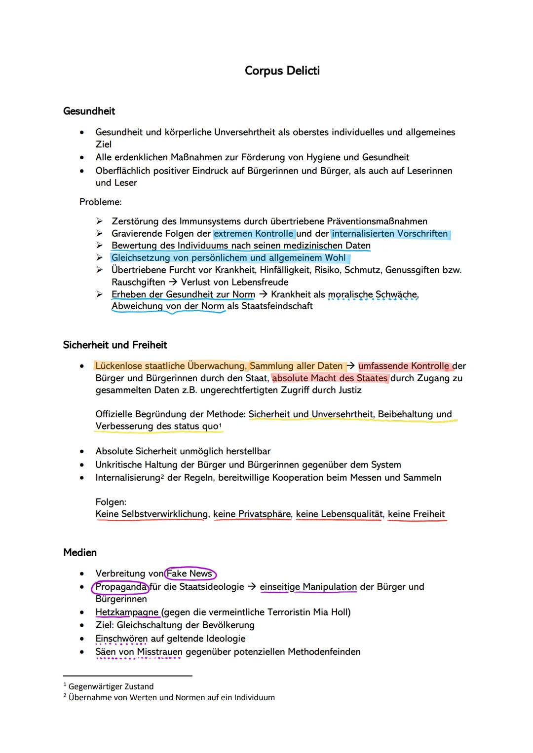 Gesundheit
●
●
Oberflächlich positiver Eindruck auf Bürgerinnen und Bürger, als auch auf Leserinnen
und Leser
Probleme:
➤
●
●
Sicherheit und