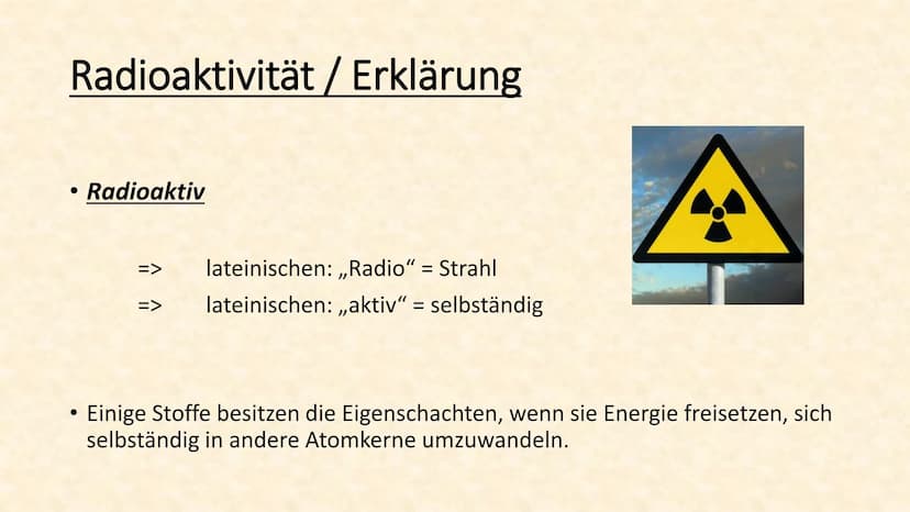 Radioaktivität Gliederung
Radioaktivität / Erklärung
• Atom-Kern-Hülle / Erfinder
Atom-Kern-Hülle / Atommodell
• Atom-Kern-Hülle / Erklärung