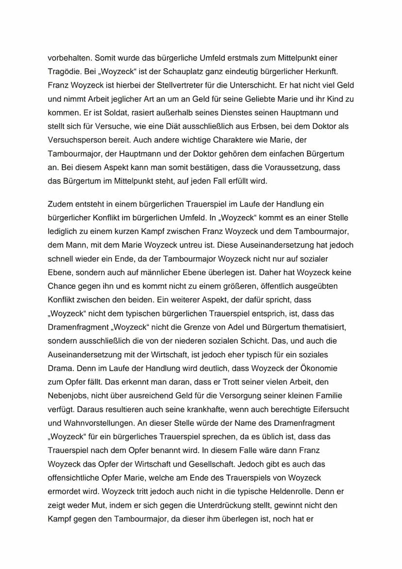 Ist Woyzeck ein typischer Held für ein bürgerliches Trauerspiel?
Bei Woyzeck", erschienen in 1879 und von Georg Büchner geschrieben, handelt