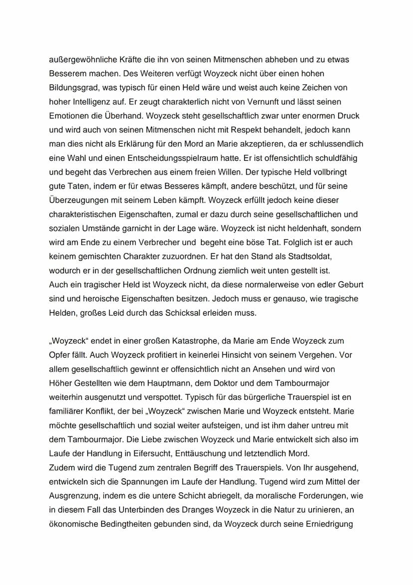 Ist Woyzeck ein typischer Held für ein bürgerliches Trauerspiel?
Bei Woyzeck", erschienen in 1879 und von Georg Büchner geschrieben, handelt