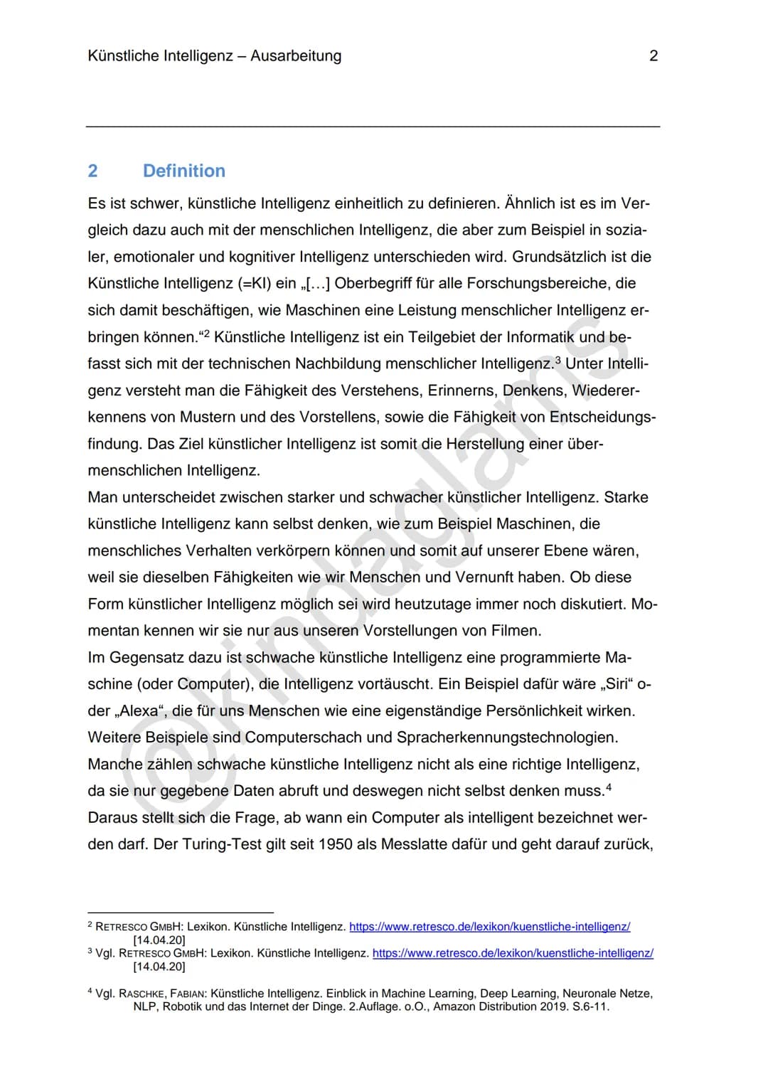 1. Definition
Teilgebiet der Informatik, dass sich mit der technischen Nachbildung menschlicher Intelligenz
befasst.
■
■
■
■
■
■
2. Vergleic