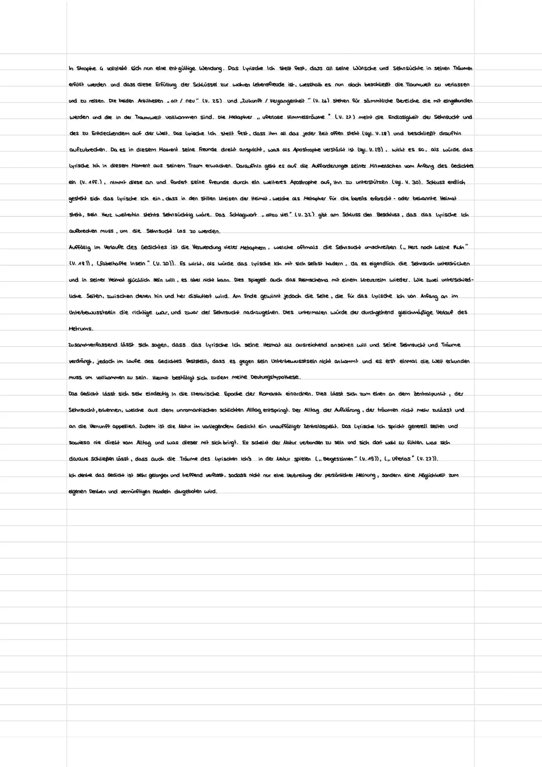 Reisen - Gedichtsanalyse
In dem Gedicht.. Reisen", verfasst von Ludwig Uhland im Jahre 1834. geht es um die Sehnsucht der Menschen trotz aug