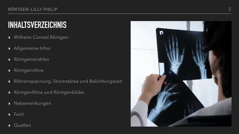 RÖNTGEN RÖNTGEN-LILLY PHILIP
INHALTSVERZEICHNIS
▸ Wilhelm Conrad Röntgen
▸ Allgemeine Infos
▸ Röntgenstrahlen
▸ Röntgenröhre
▸ Röhrenspannun