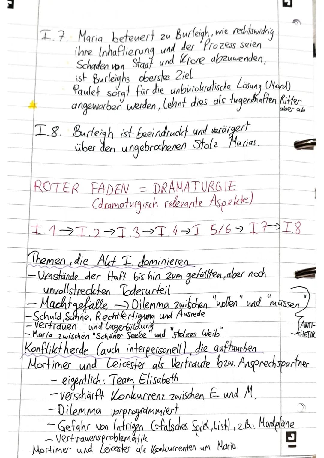 L
07.11.18
Maria Stuart
Aktübersicht Akt I 544
FI
*
I.1. Durchsuchung des Gefängnisraumes durch Paulet
Auffinden verdächtiger Indizien (Brau