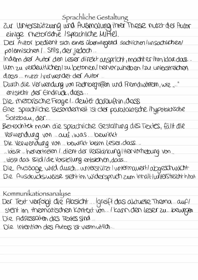Formulierungshilfen Sachtextanalyse
Einleitung
Der vorliegende Zeitungsartikel. "von ist im Jahr. erschienen und
wurde in... veröffentlicht
