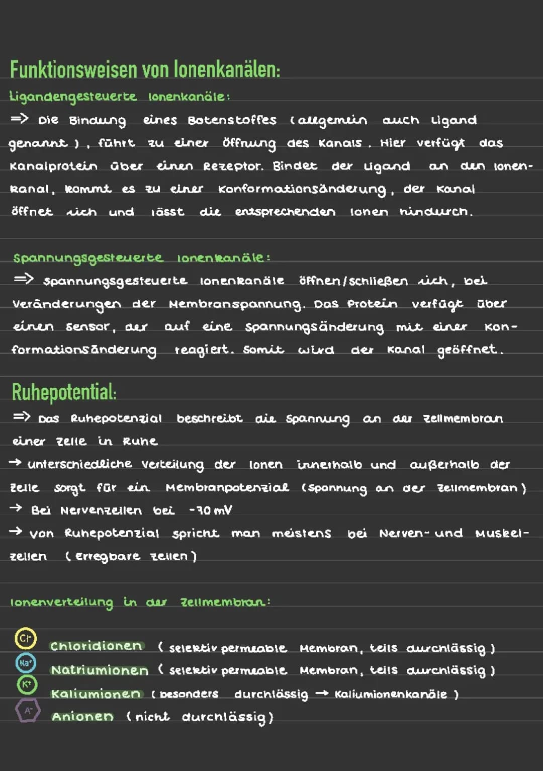 Ionenkanäle,Ruhepotential,Aktionspotential 