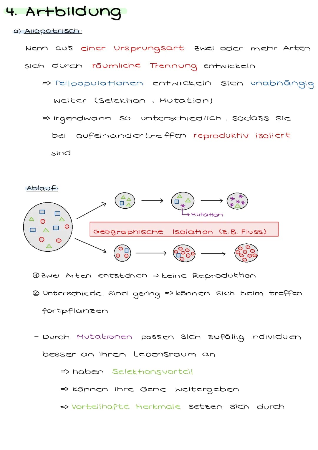 Artbildung (Allopatrisch, Sympatrisch)