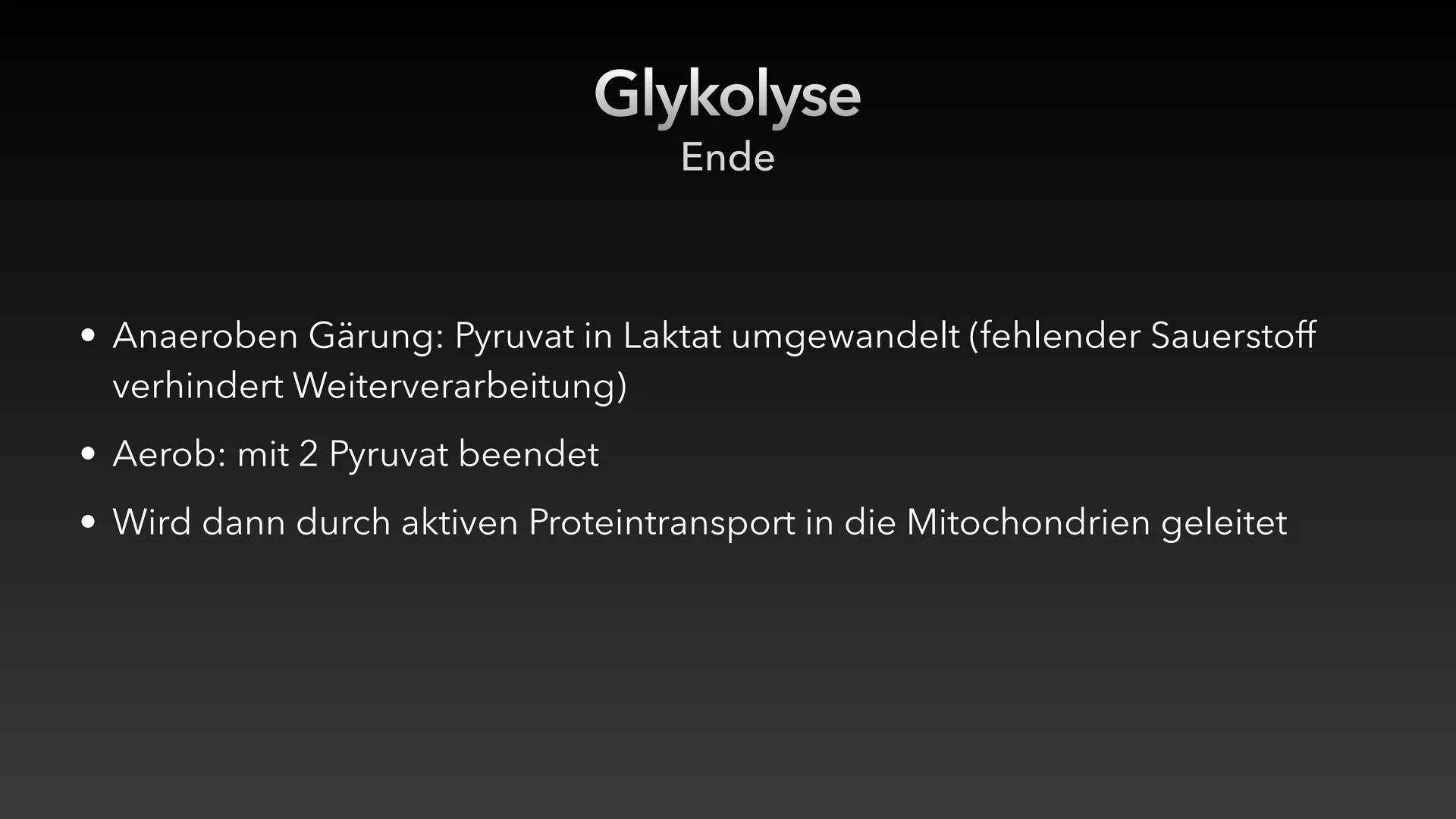 Zellatmung/Dissimilation
Glucose
-H*
Pyruvat
CO₂
Glykolyse
NADH/H
NAD
Atmungskette-
Citratzyklus CO₂
CO₂
Acetyl-CoA
H₂O ●
Allgemein
●
Inhalt