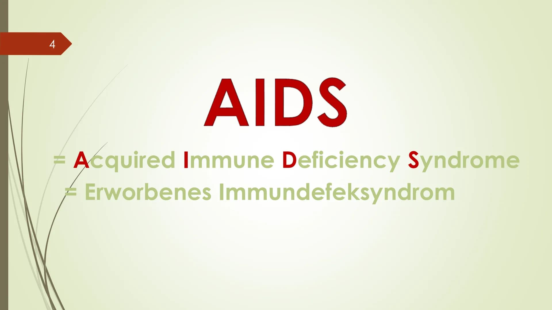 1
Hosna Ziayee
HIV/AIDS
???
ago 2
HIV/AIDS=??
? 3
- Was Hiv für ein Virus ist
-Was Hiv mit Aids zutun hat
- Wie Hiv übertragen werd
-Wie Sch