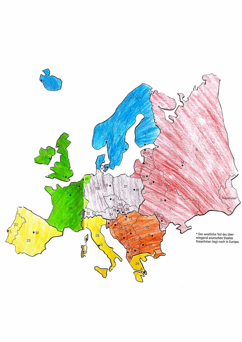 2
3
4
6.
7
8
9
10
11
12
13
14
15
16
17
18
19
Europapuzzle - Die Teile und Länder Europas
20
Name des Landes
(Hauptstadt)
Nordeuropa
Dänemark