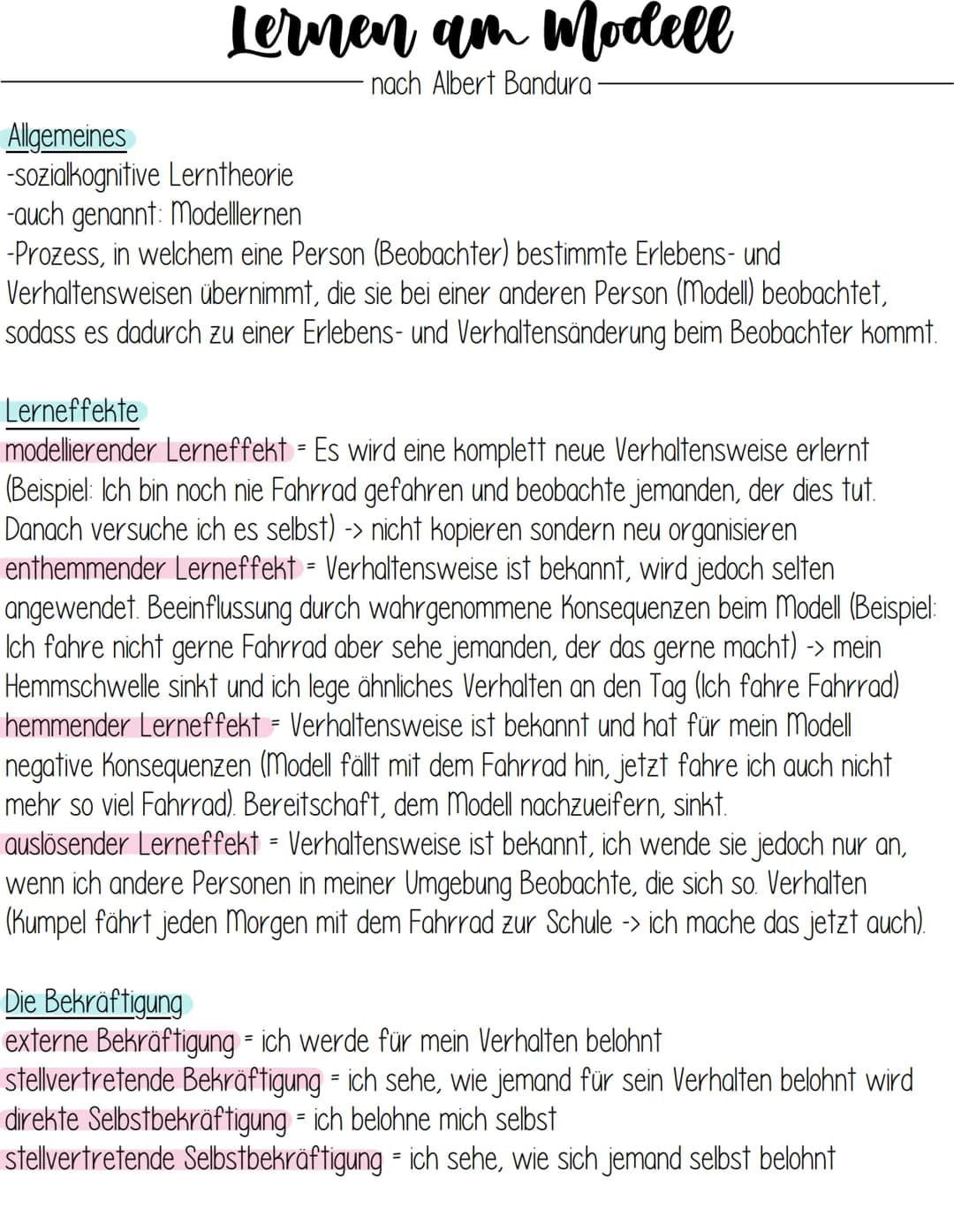 Lernen am Modell
nach Albert Bandura -
Allgemeines
-sozialkognitive Lerntheorie
-auch genannt: Modellernen
-Prozess, in welchem eine Person 