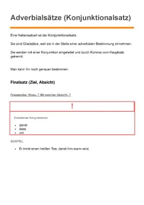 Know Adverbialsätze (Konjunktionalsatz) thumbnail