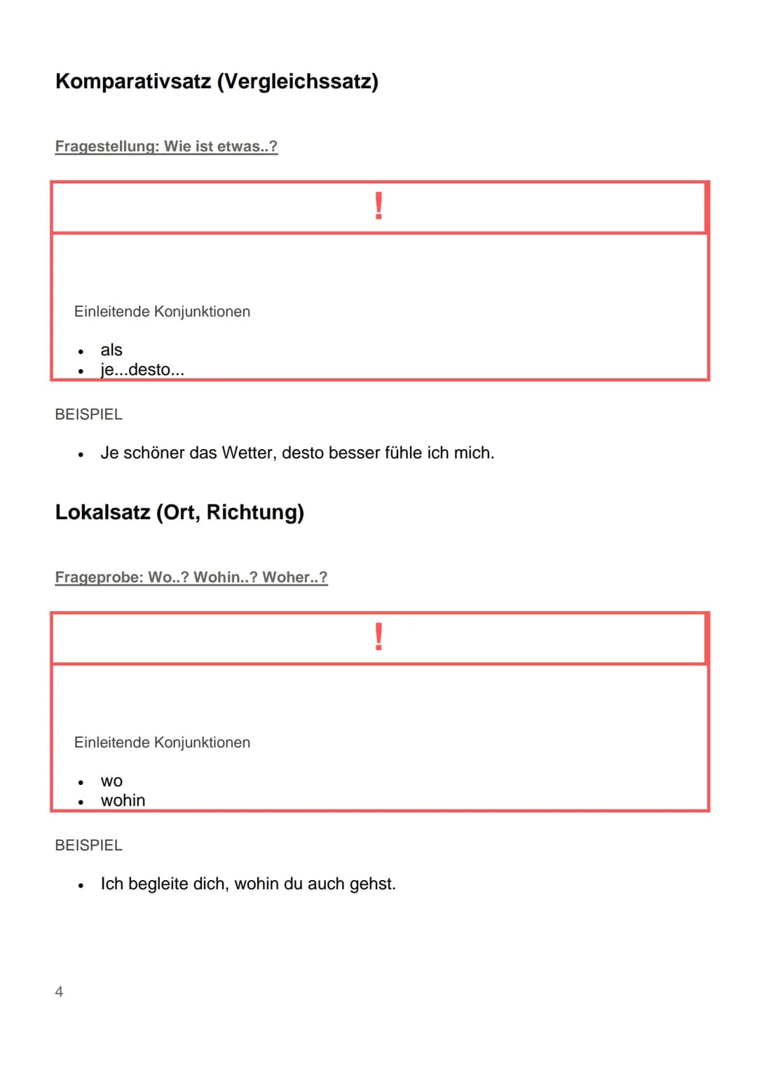Adverbialsätze (Konjunktionalsatz)
Eine Nebensatzart ist der Konjunktionalsatz.
Sie sind Gliedsätze, weil sie in der Stelle einer adverbiale