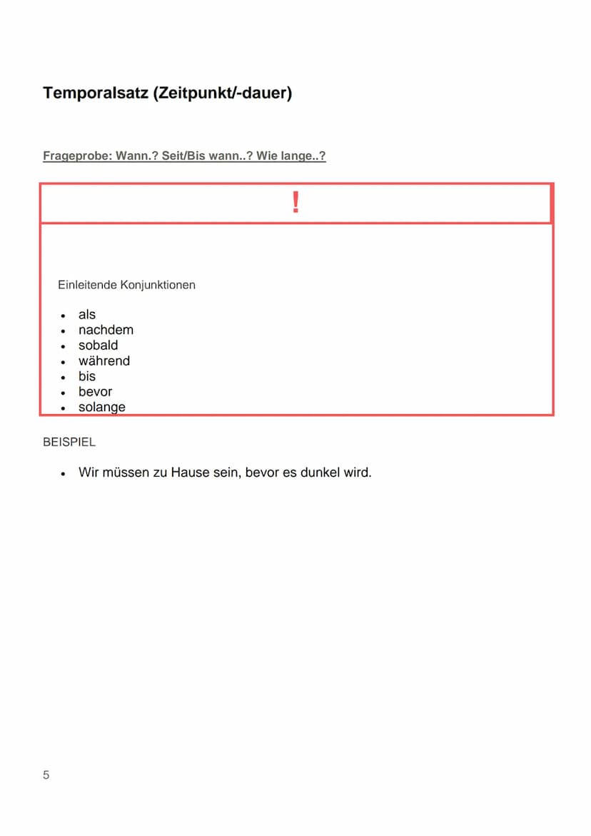 Adverbialsätze (Konjunktionalsatz)
Eine Nebensatzart ist der Konjunktionalsatz.
Sie sind Gliedsätze, weil sie in der Stelle einer adverbiale
