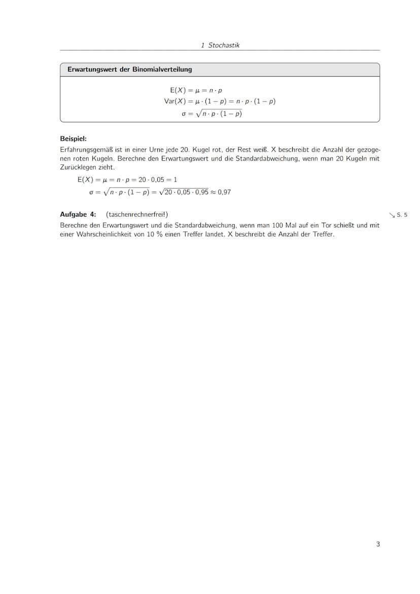 Inhaltsverzeichnis
1 Stochastik
1.1 Erwartungswerte und Standardabweichung.
Lösungen
1
1
4 1 Stochastik
1.1 Erwartungswerte und Standardabwe