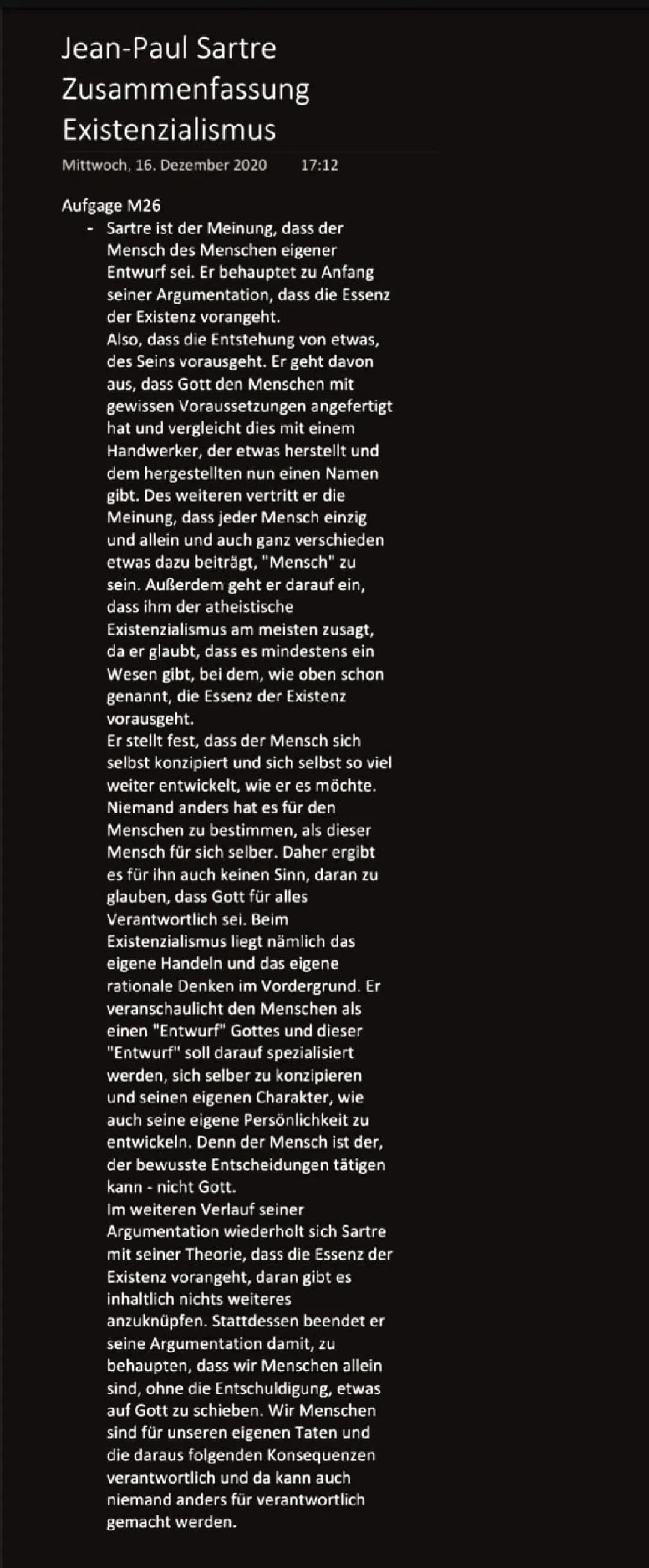 Existenzialismus - Sartre
