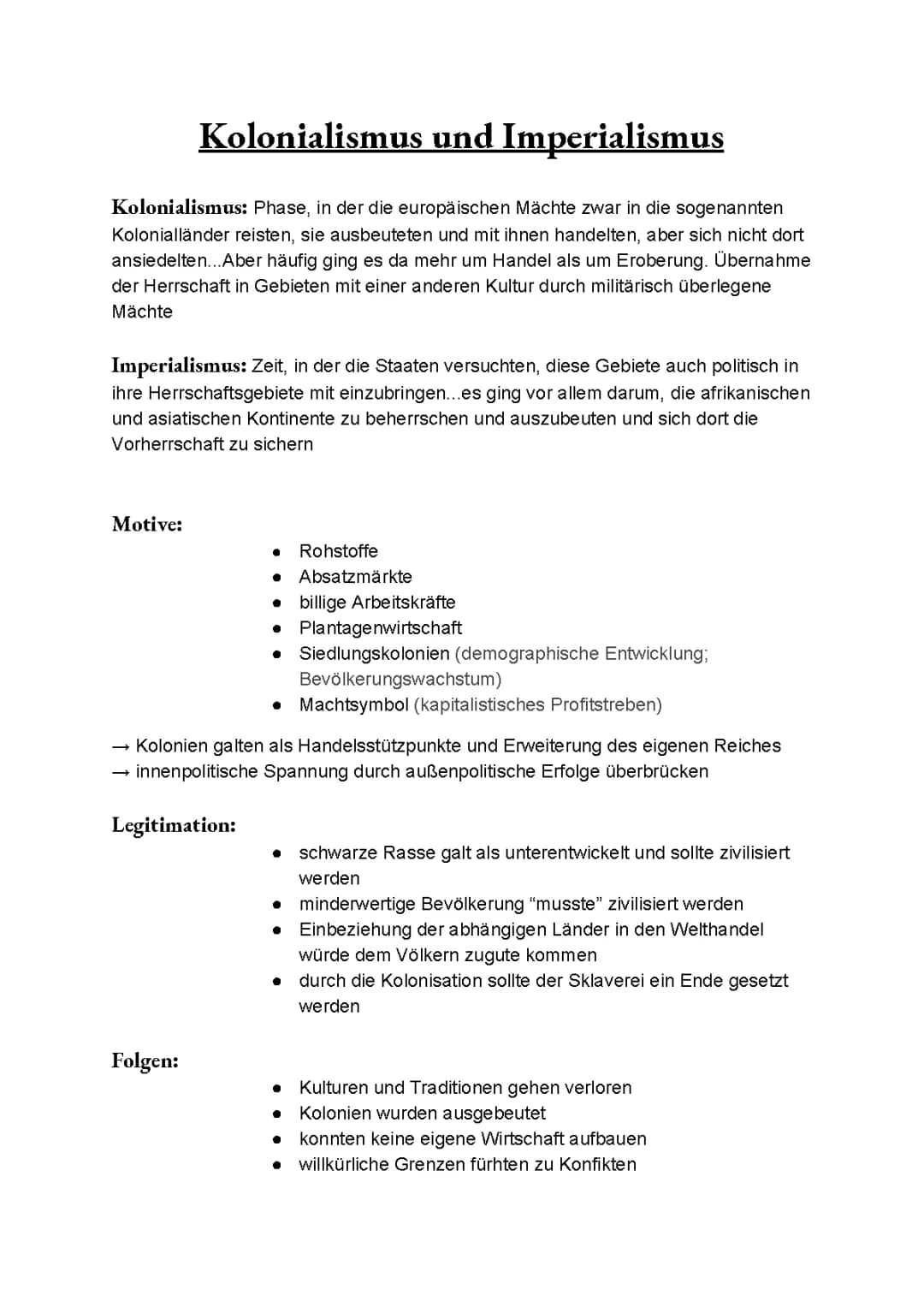Kolonialismus und Imperialismus + Das deutsche Kaiserreich