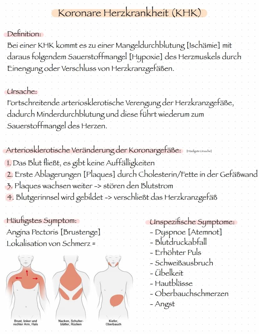 Herz-Kreislaufsystem/
Gliederung:
-Koronare Herzkrankheit [KHK] Koronare Herzkrankheit (KHK)
Definition:
Bei einer KHK kommt es zu einer Man