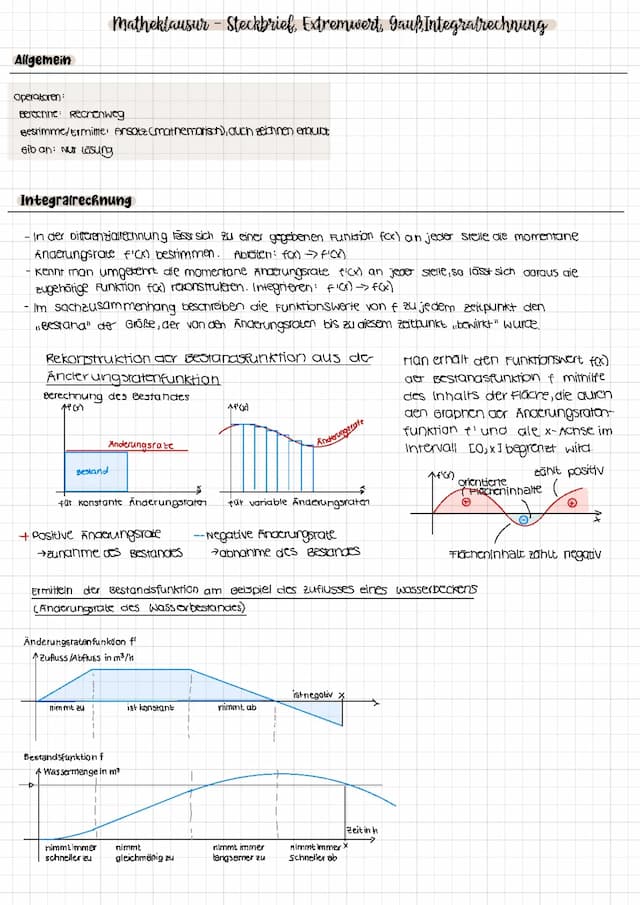 Know Lernzettel Q1 Mathe zum Thema Steckbriefaufgaben,Extremwertaufgaben, Gauß, Trassierung, Integralrechnung thumbnail