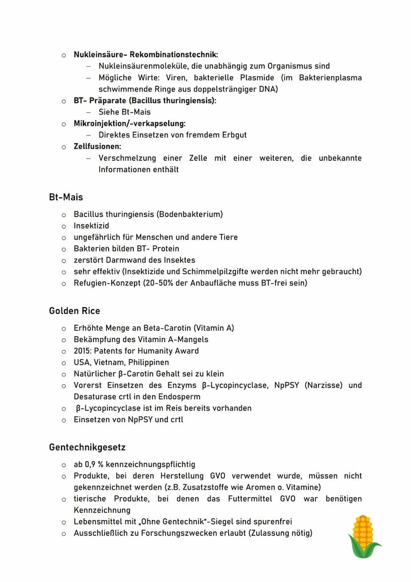 Genetisch veränderte
Lebensmitte! Schuljahr 2018/19
Genetisch veränderte Lebensmittel
Was ist Gentechnik?
Biologie, Klasse 10
O nach einer g