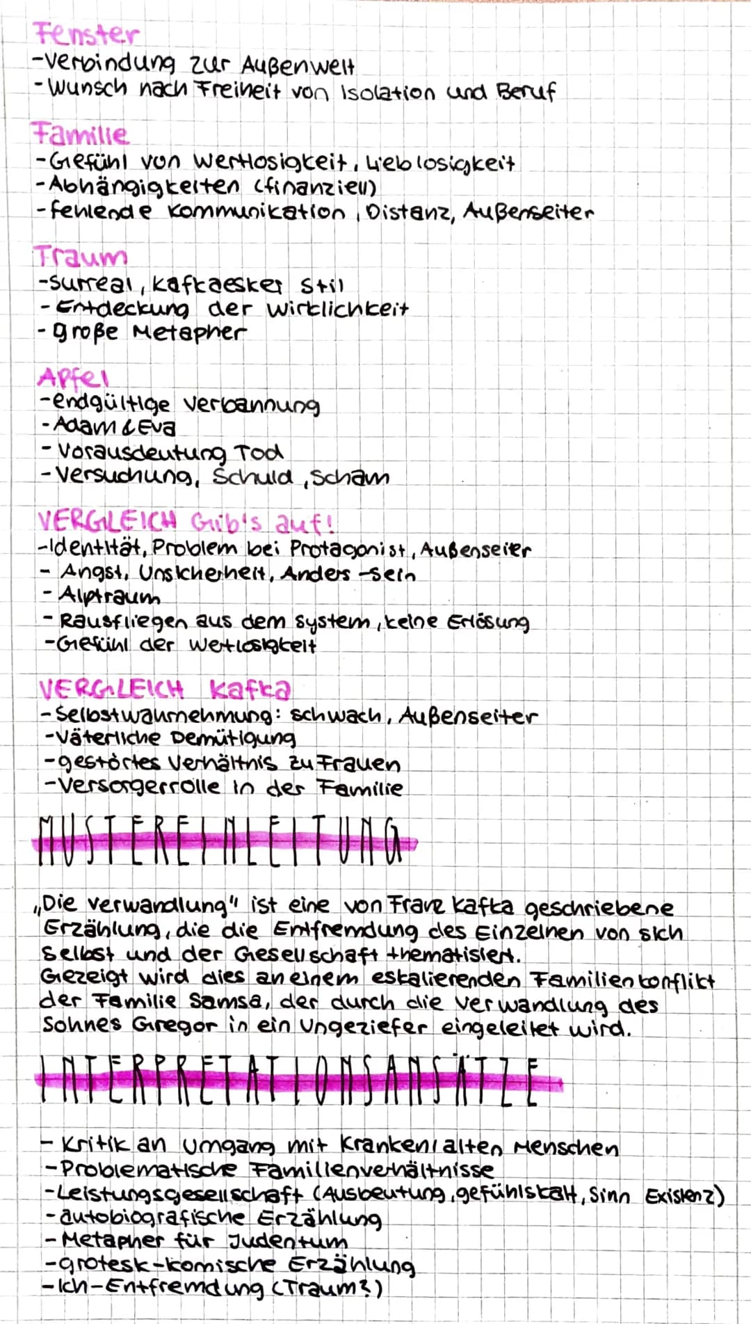 DIE VERWANDLUNG
ÜBERSTERE
> Erzählung, Franz Kafka, 1915, Familie samsa
> Expressionismus (autoritäre strukturen, Gefühle der Minder-
wertig