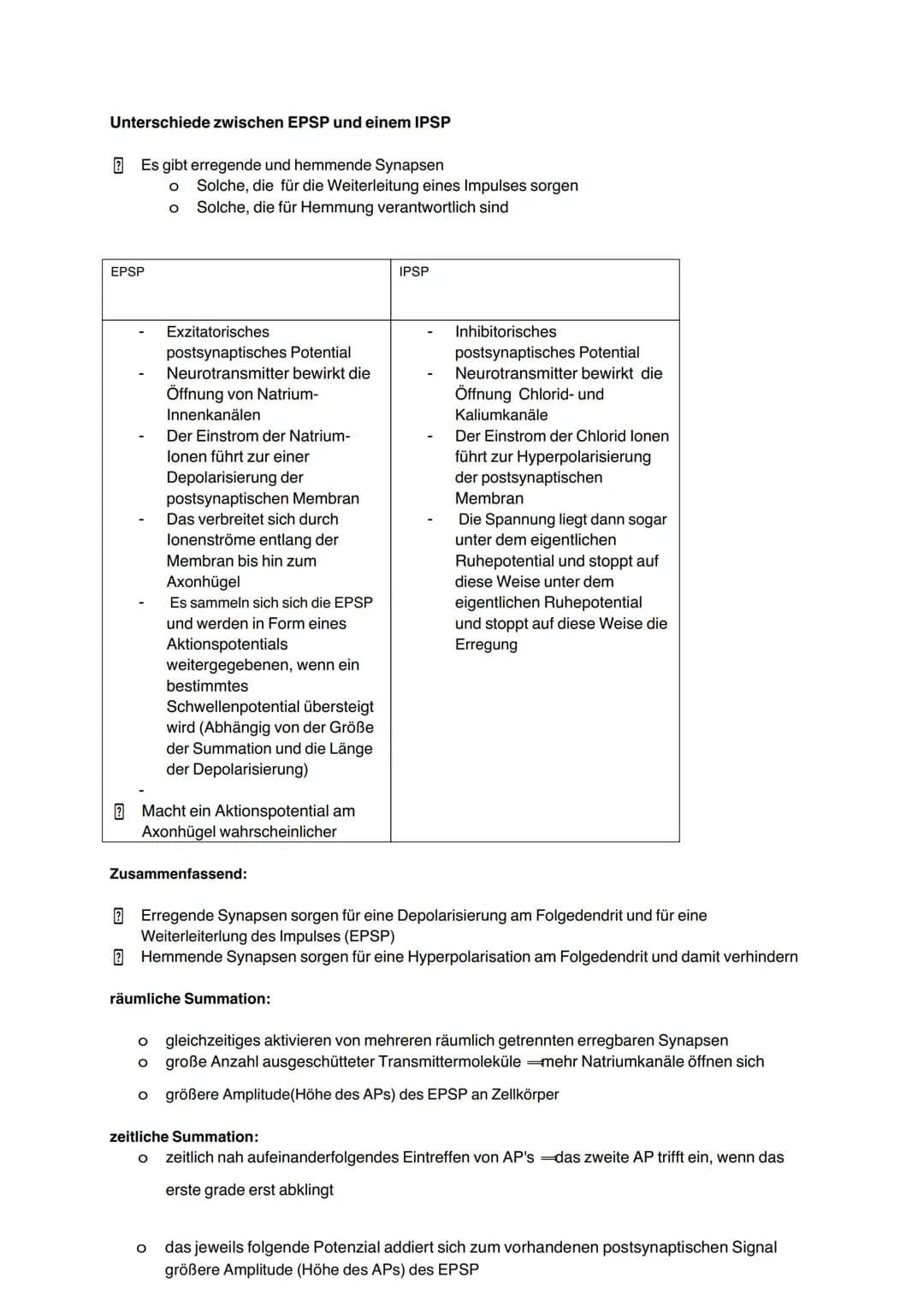 Erregungsübertragung, die chemische Synapse
Aktionspotential erreicht ein Endknöpfchen
Depolarisation der präsynaptischen Membran
IIII
Öffnu