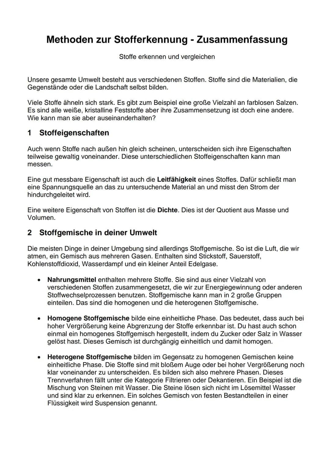 Unsere gesamte Umwelt besteht aus verschiedenen Stoffen. Stoffe sind die Materialien, die
Gegenstände oder die Landschaft selbst bilden.
Vie