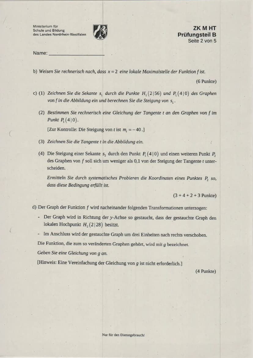 Ministerium für
Schule und Bildung
des Landes Nordrhein-Westfalen
Name:
Zentrale Klausur am Ende der Einführungsphase
2021
Mathematik
Aufgab